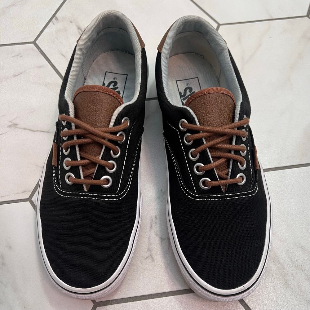 Vans Era 59 Black Canvas Leather Detail Sneaker Shoe Size 8 Women - Picture 2 of 9